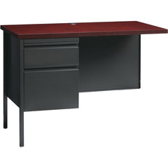 Lorell Fortress Series Left-Pedestal Return - Rectangle Top - 42" Table Top Width x 24" Table Top Depth x 1.12" Table Top Thickness - 29.50" Height - Office, File - Assembly Required - Laminated, Mahogany - Steel - 1 Each