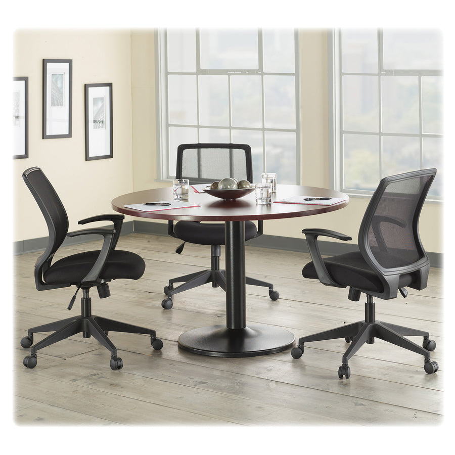 Lorell Executive Mid-back Work Chair - Black Seat Color - 5-star Base - Black - 1 Each