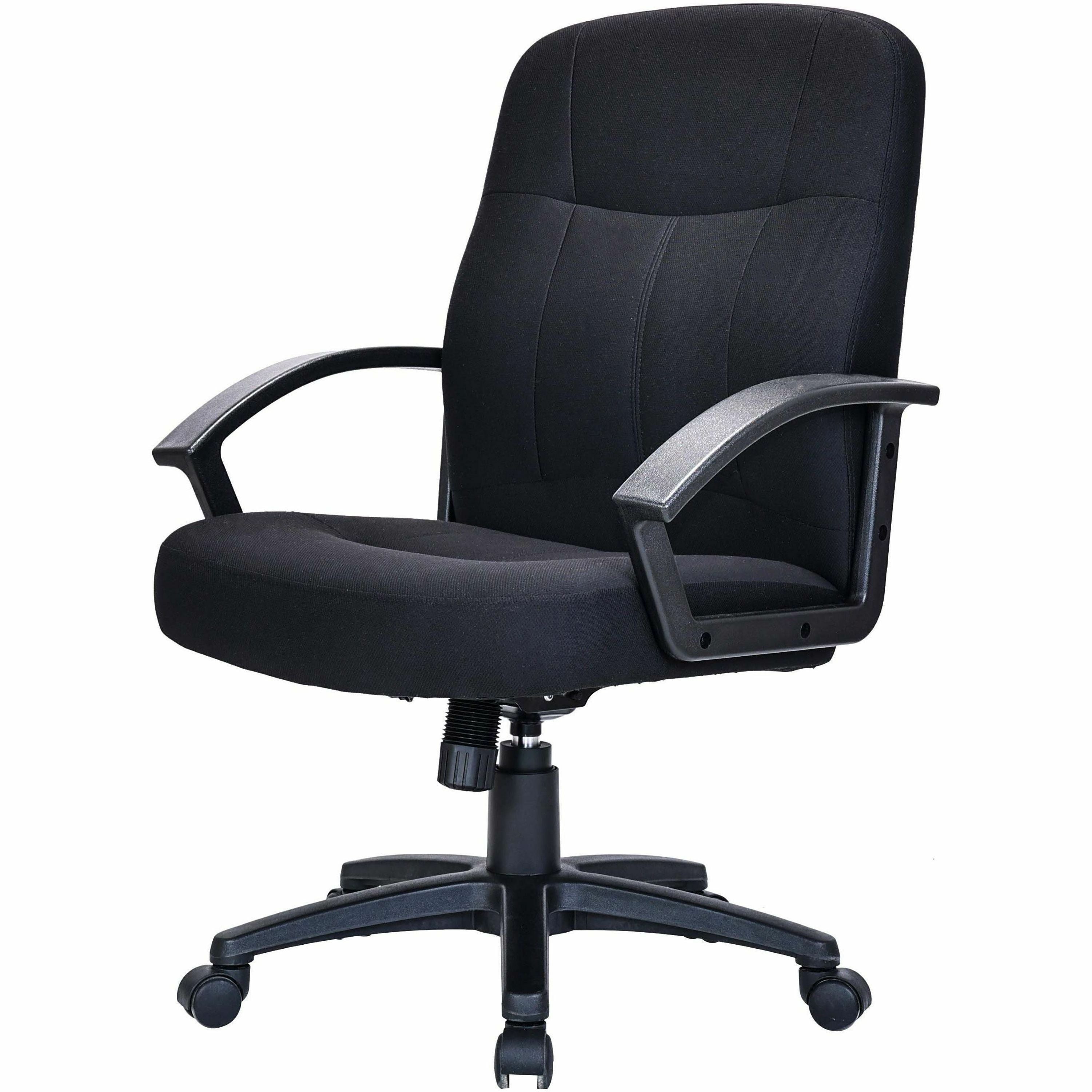 Lorell Executive Upholstered Mid-Back Chair - Black Seat Color - Fabric Seat Material - Black Back Color - Fabric Back Material - Black Frame Color - 5-star Base - 1 Each