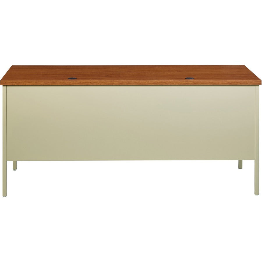 Lorell Fortress Series Left-Pedestal Desk - Rectangle Top - 66" Table Top Width x 30" Table Top Depth x 1.12" Table Top Thickness - 29.50" Height - Office, File - Assembly Required - Oak, Oak Laminate, Putty - Steel - 1 Each