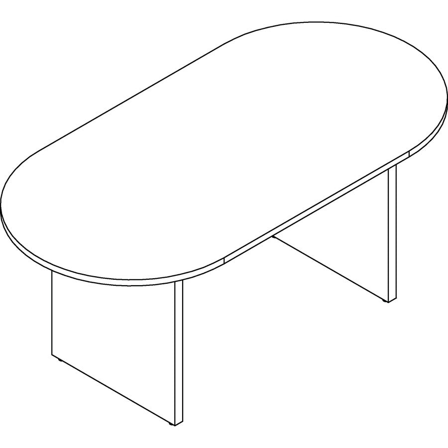 Lorell Prominence 2.0 Racetrack Conference Table - 29" Height x 72" Width x 36" Depth Table, x 1" Thickness Top, x 0.1" Thickness Edge - Material: Particleboard, Thermofused Melamine (TFM) - Finish: Mahogany - Modesty Panel